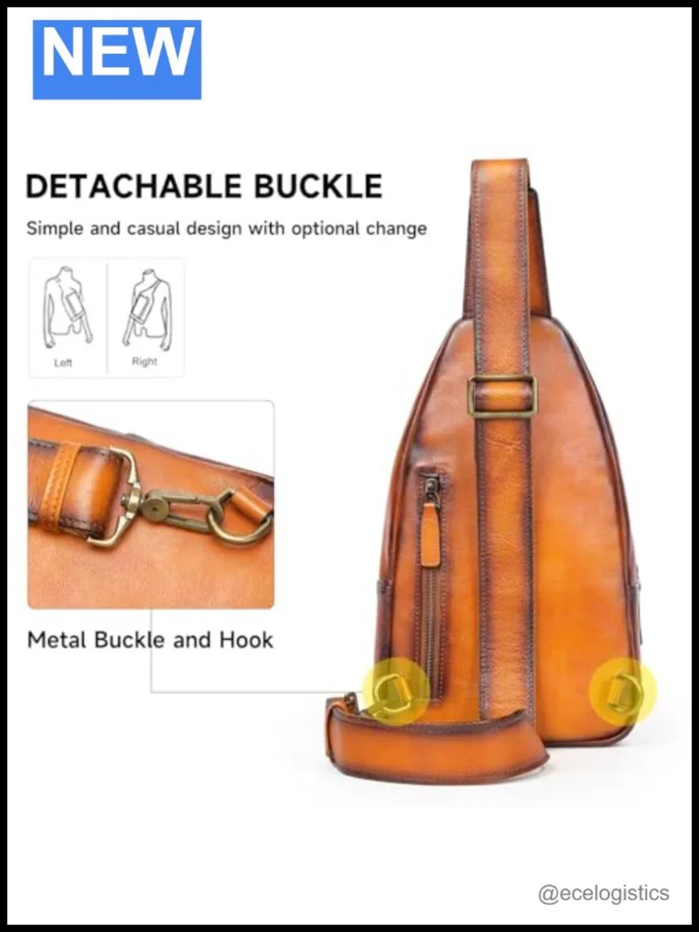 Genuine Leather Crocodile Flap Crossbody Sling Bag for Men Adjustable Strap